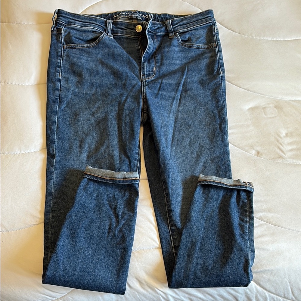Blue Ankle Cropped Jeans with Slim Fit